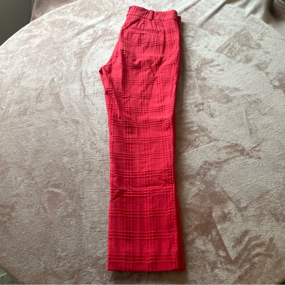 Anthropologie Essential Slim Jacquard Ankle Pants Trousers Red Size 6 - Picture 6 of 15